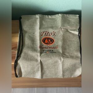 NEW TITO'S HANDMADE VODKA AUSTIN TEXAS  BACKPACK  DRAW STRING CINCH CANVAS BAG